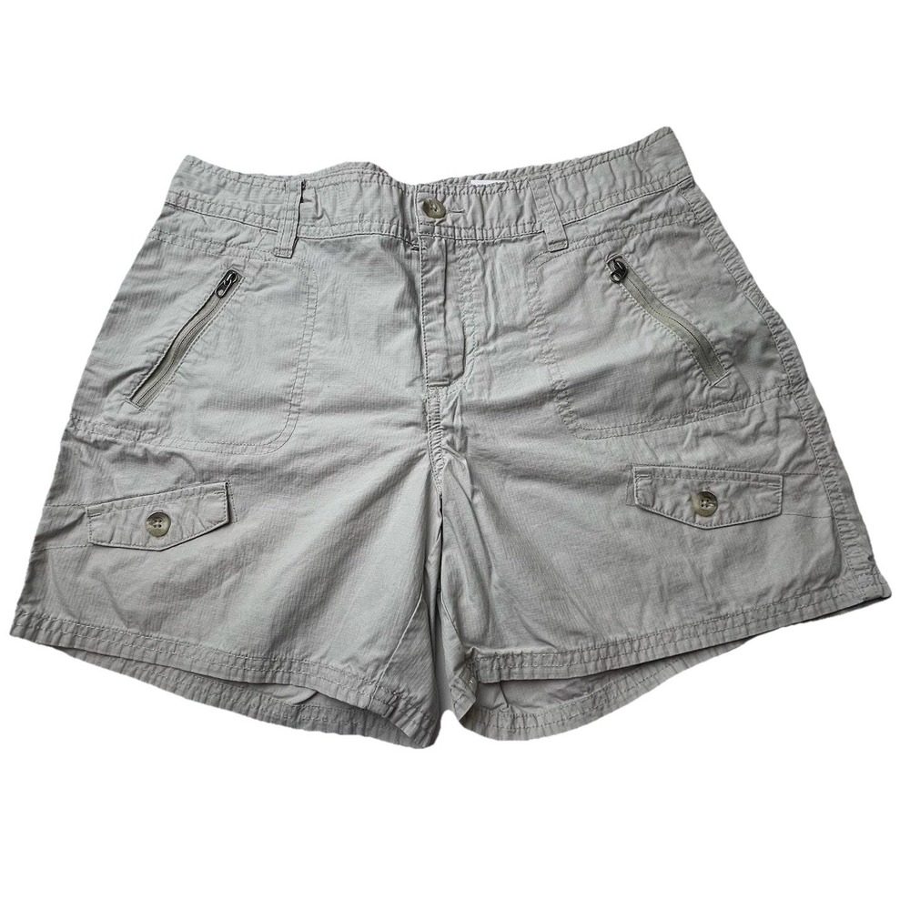 Columbia XCO Cargo Shorts Women's 8 Light Gray Beige Hiking Casual
